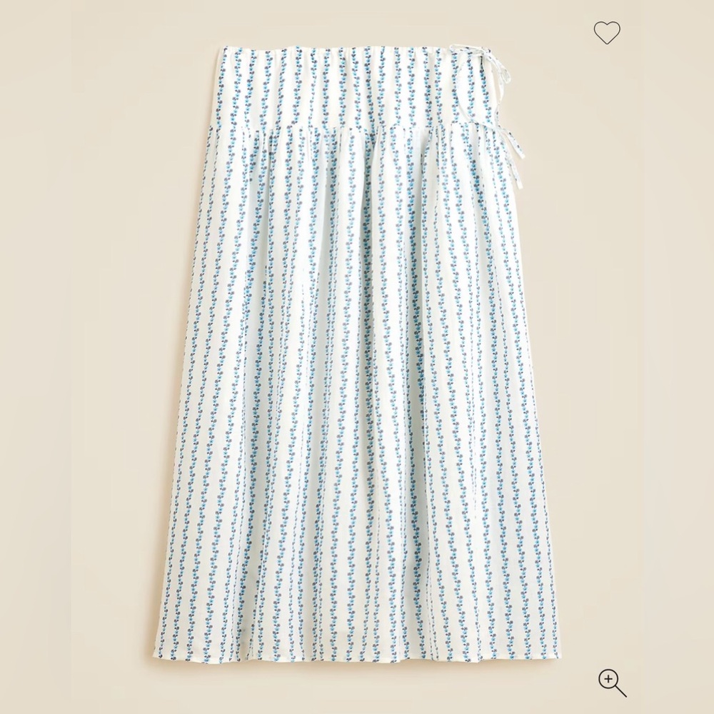 J. Crew Side-tie midi skirt white/daisies small - Festival Stagecoach Coachella